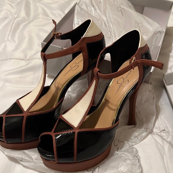 Jessica Simpson size 10 tri color heels - Picture 2 of 3